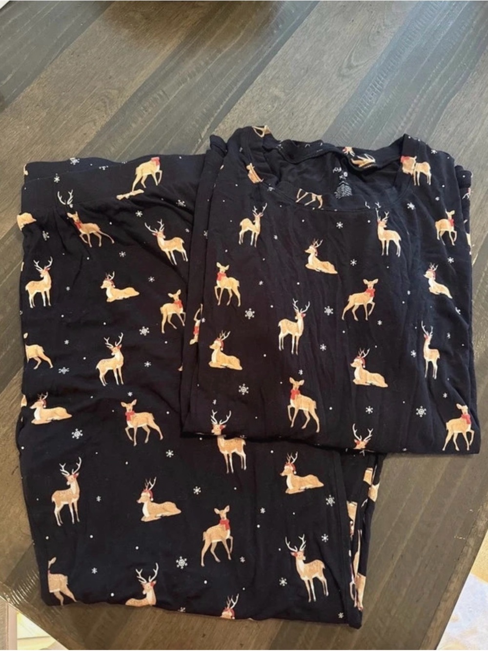 Kyte BABY Black Reindeer Print Pajama Set